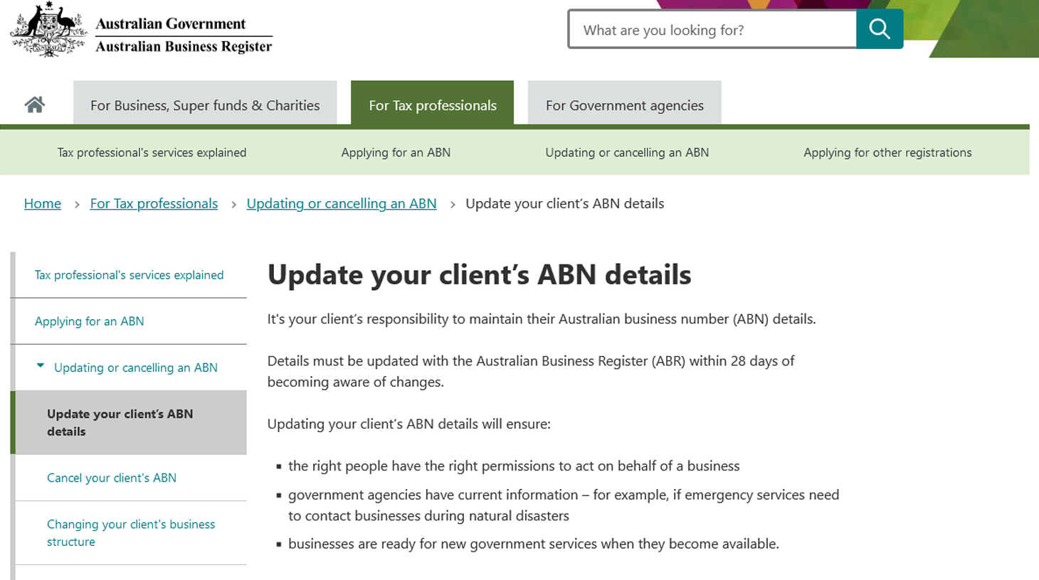 Update Your ABN Details