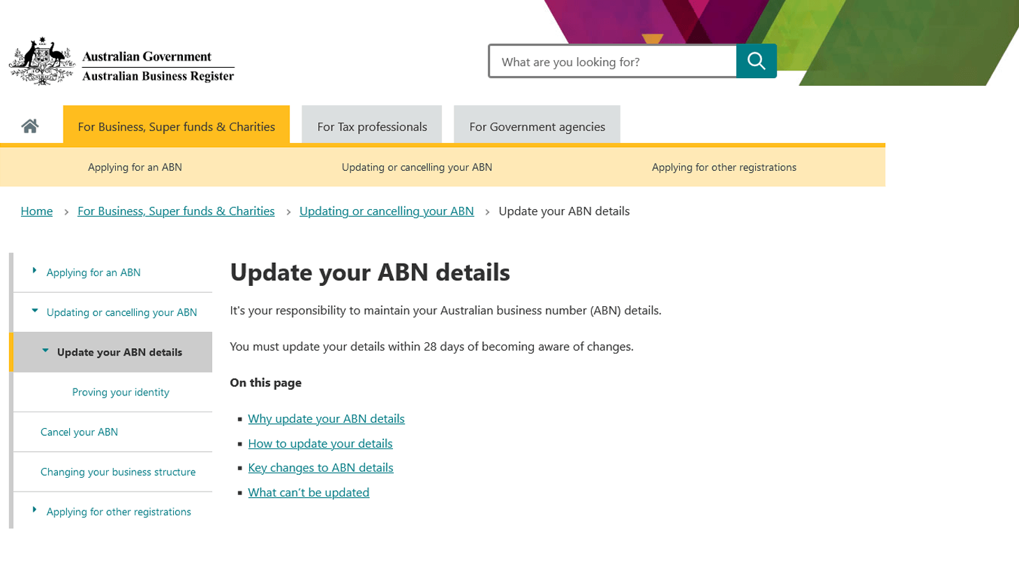 Update Your ABN Details